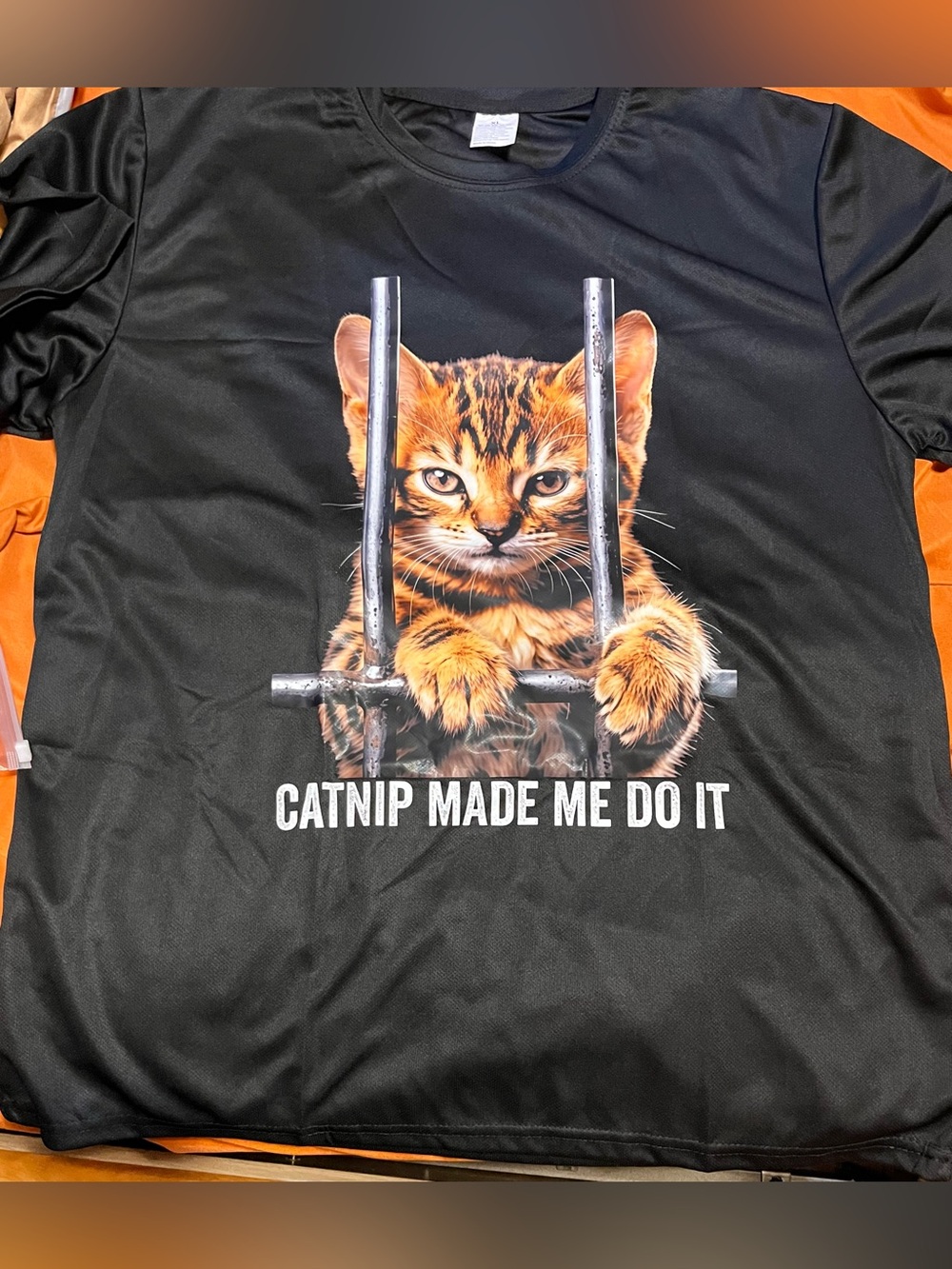 Catnip Made Me Do It Black Cat T-Shirt XL Unisex
